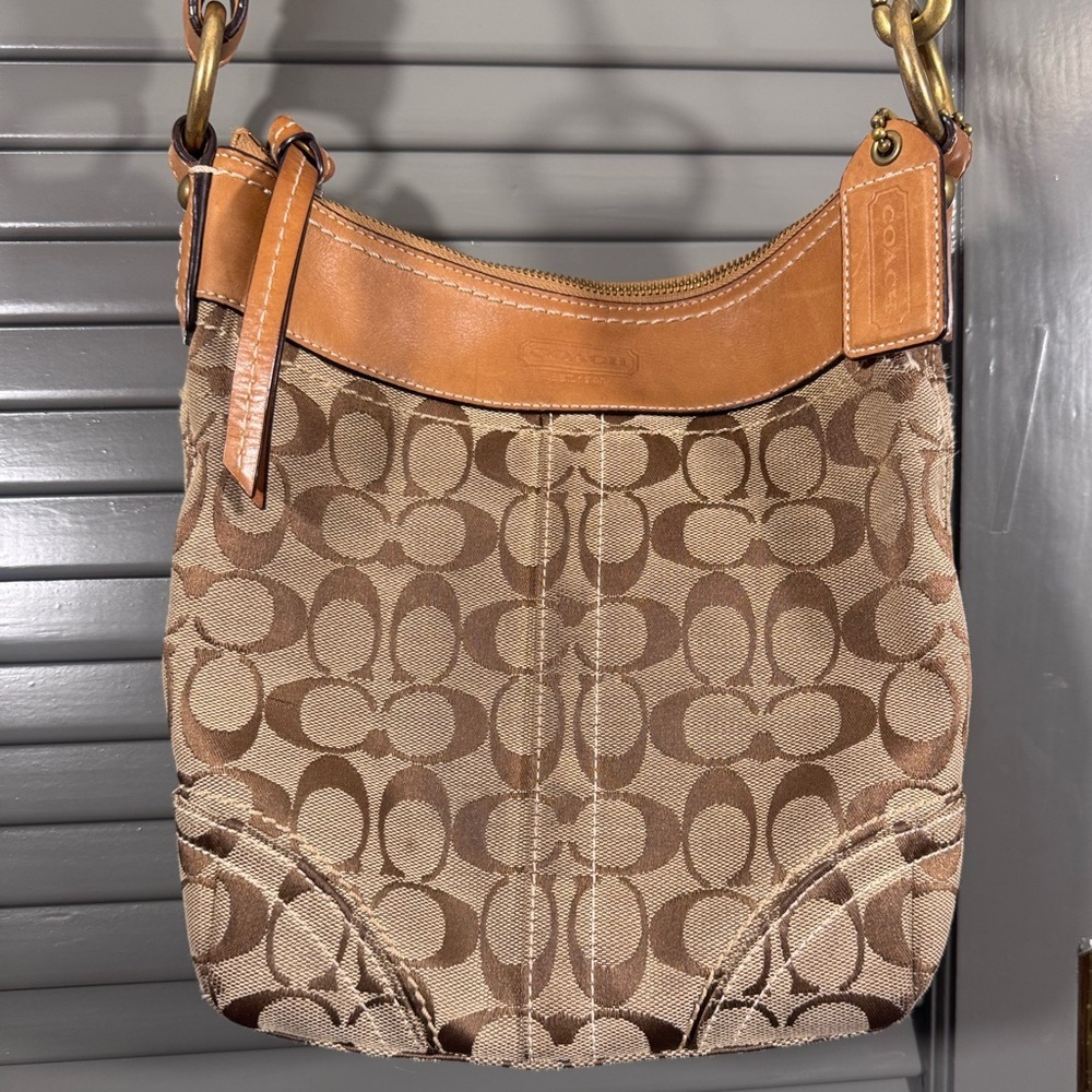Vintage Coach Tan Monogram Crossbody Bag